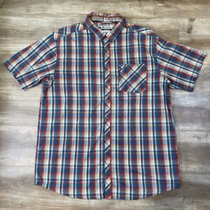 COLUMBIA SPORTSWEAR Snap Button Camp Casual Shirt Cotton Colorful Plaid Mens XL
